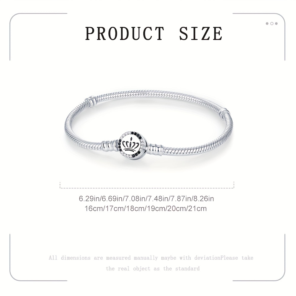 New 925 Silver-Plated Crown Chip Bracelet, Elegant Gift